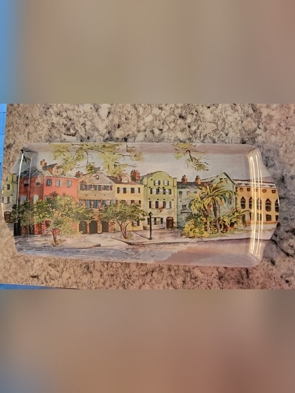 Cameron Designs Melamine Serving Tray Historic Charleston Rainbow Row Scene